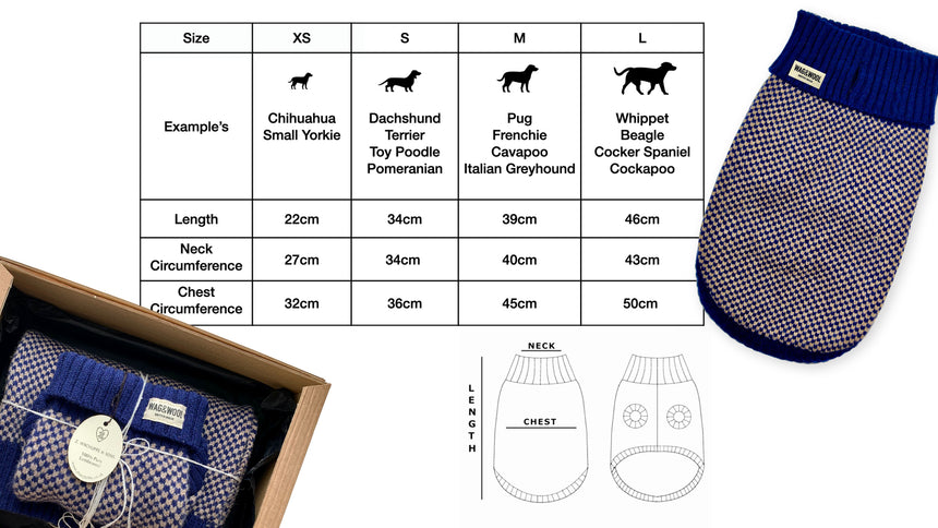 The Mór Card WAG&WOOL Monti jumper and size guide